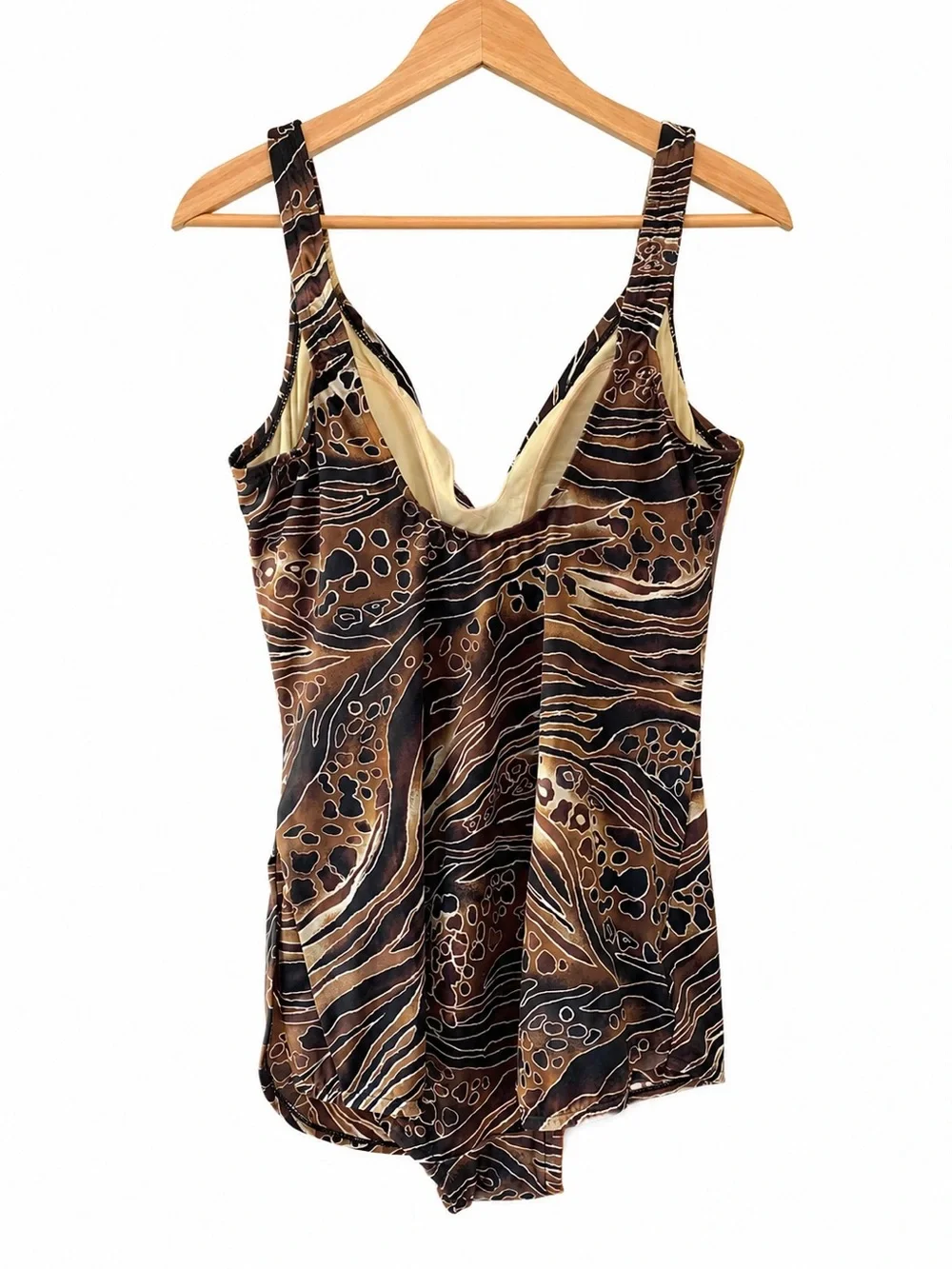 Tropical Escape Brown and Black Animal Print One-Piece Swimsuit 16